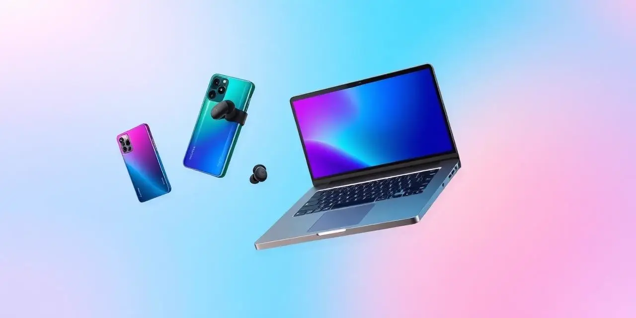 Colourful display of phones, a laptop and earbuds available on TechSpot